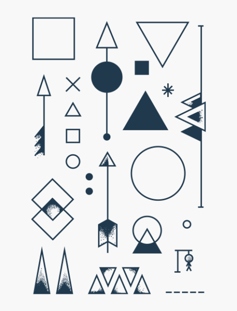 Planche de tatouages temporaires motifs géométriques noirs "angle mort"
