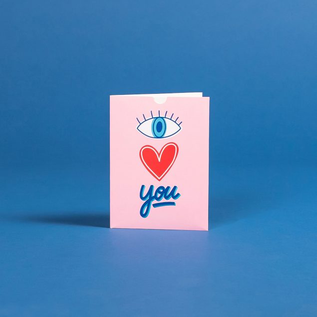 Carte tattoo rose "eye love you" en collaboration avec Studio Jonesie