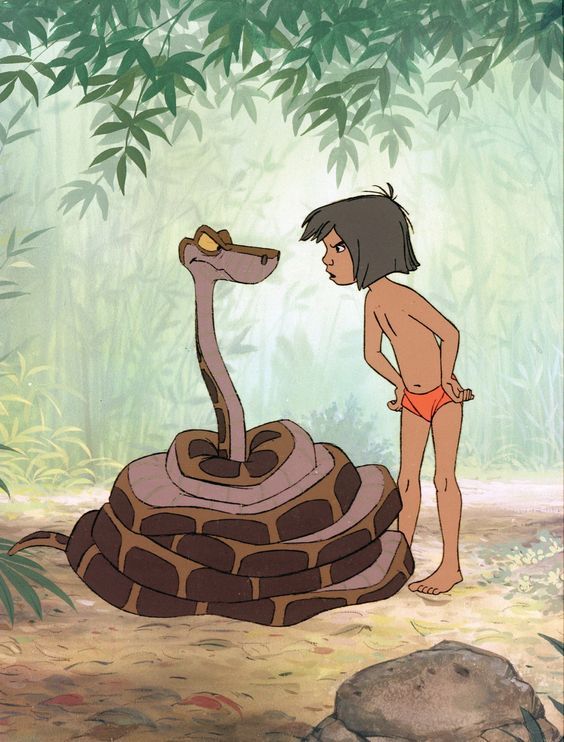 Mowgli en colère face au serpent 